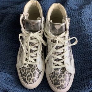 Guess — Leather High Collar Sneakers - Size 8
